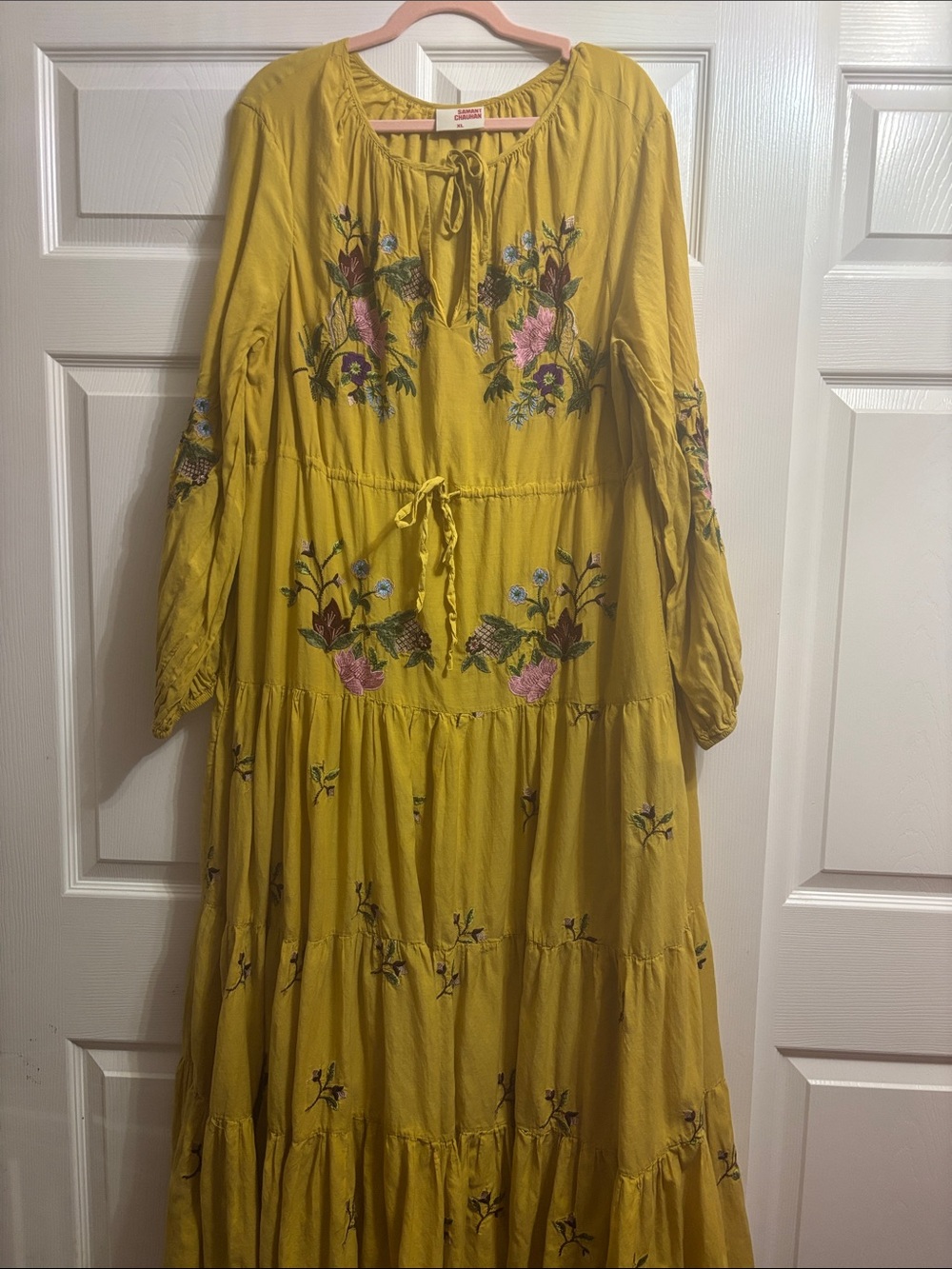 Samant Chauhan Embroidered Mustard Maxi Dress -Size XL